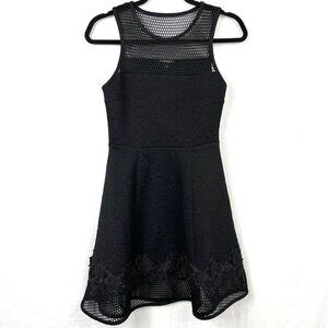 Express Sleeveless Mesh Floral Swing Dress‎ Womens 0 Goth Punk Emo Lace Black